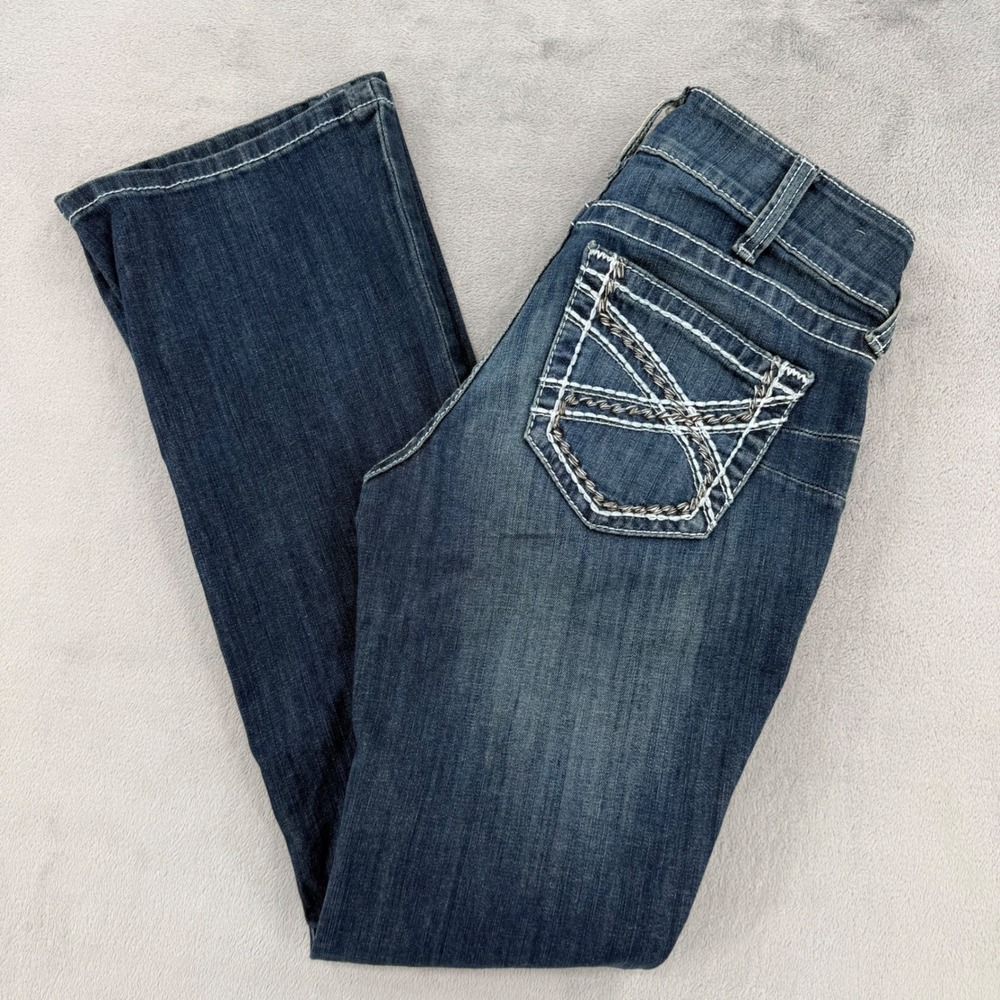 Ariat REAL Denim Mid Rise Bootcut Jeans Dark Wash Womens 29R Western Cowgirl